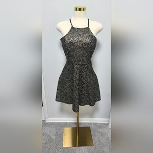 Large Gold High Neck Skater Dress